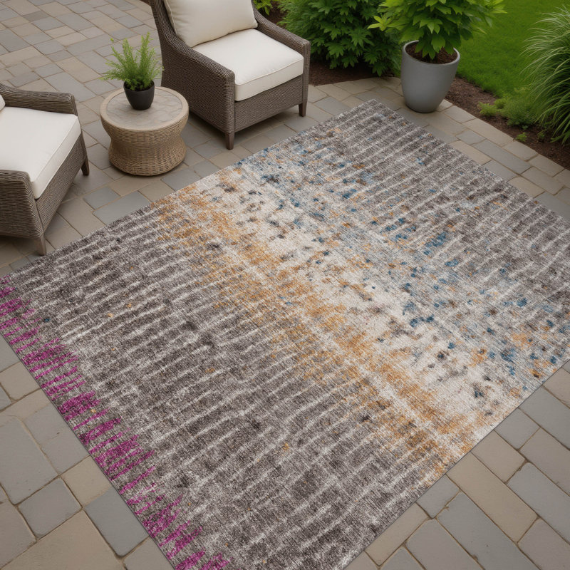 Machine Washable Indoor/Outdoor Chantille ACN2406 Abstract Rug, Rectangle 10' x 14'