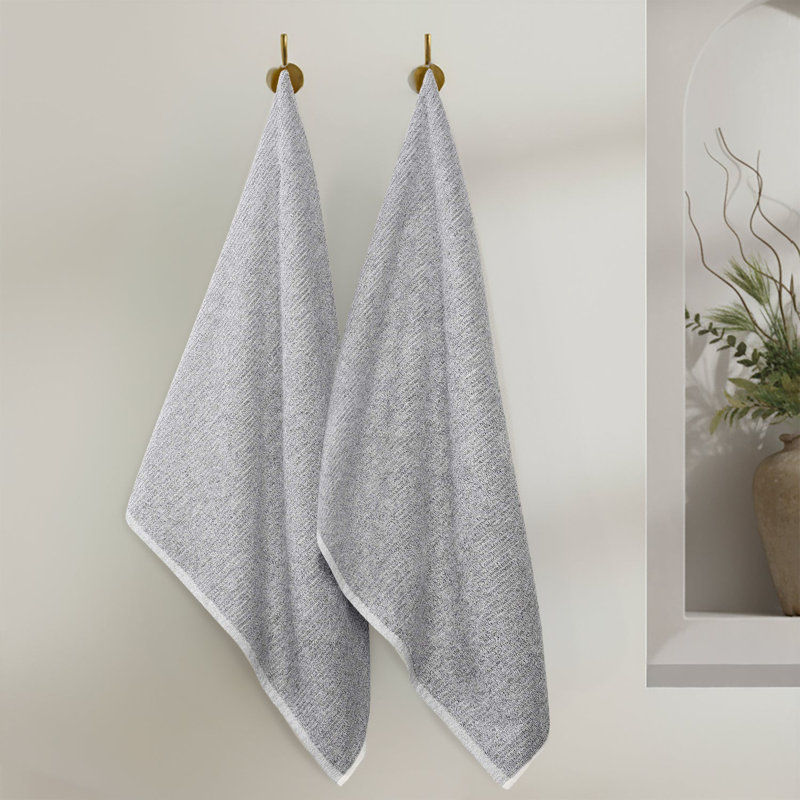 Viscose Cotton Blend Bath Sheet Set - Textured Ribbed Design - Quick-Dry, Charcoal
