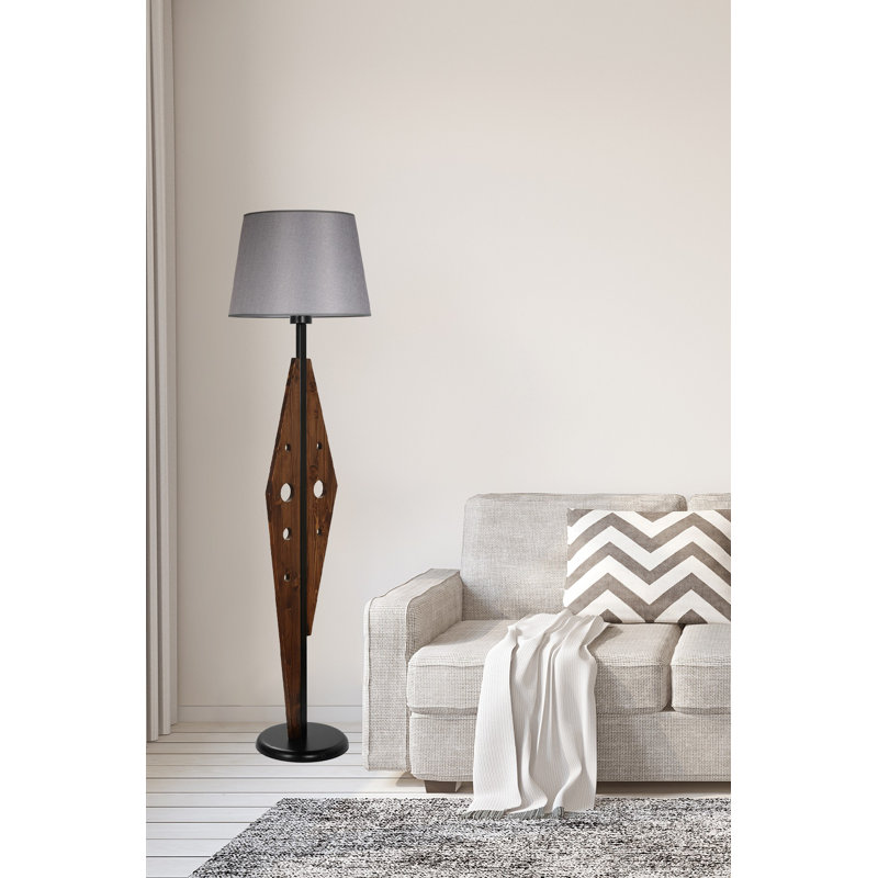 Lampe sur pied 65 po Burnsville, Gris, Brun foncé