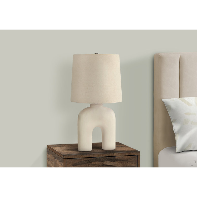 Lighting, 25 po, lampe de table, résine crème, abat-jour beige, moderne