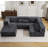 Compression Mahjong Sofa,Convertible Floor Sofa Bed,DIY Boneless Modular Sectional Sofa,No Assembly Required,Circle Fleece Fabric,Oversized 4 Seater With 1 Ottoman-1642549639