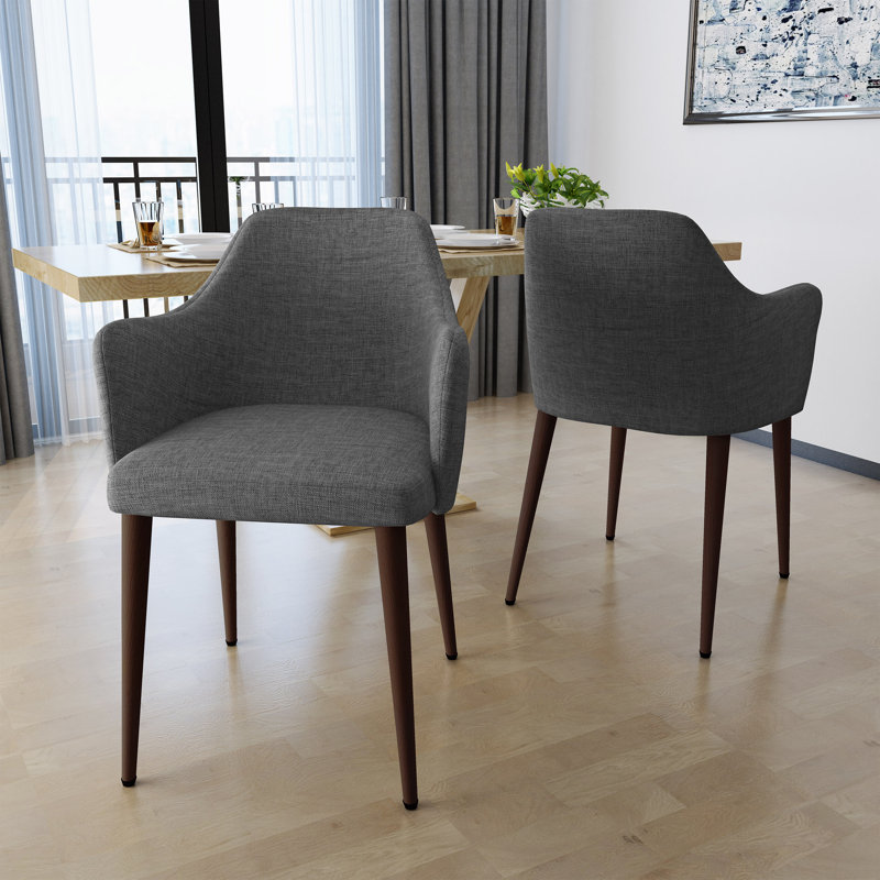 Chaise avec accoudoirs rembourrée Piner, Gris