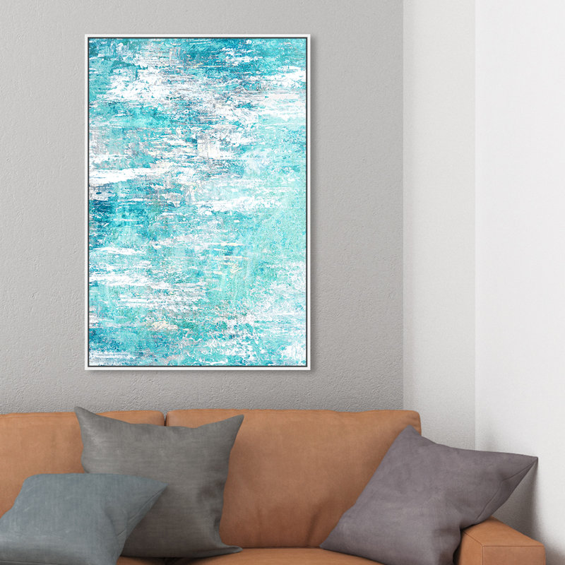 Abstrait toujours avec vous - Peinture, Cadre blanc, H 54 po x l 36 po