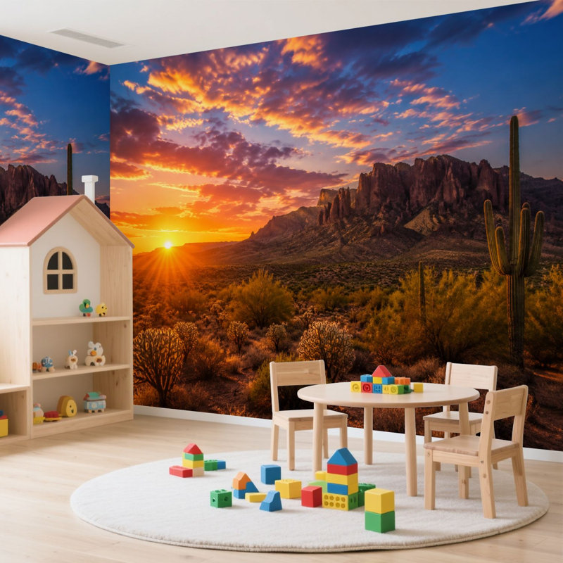 Papier peint adhésif auto-adhésif American Desert Sunset Mountain, L 100,08 po x l 144 po