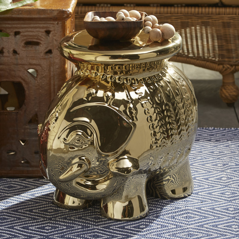 Scarlette Ceramic Accent Stool, Gold