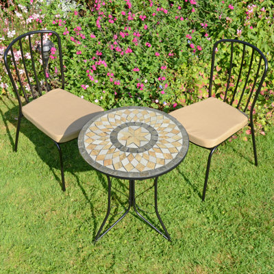 BRAVA BISTRO 60cm Mosaic Table with Milan Chair Garden Set
