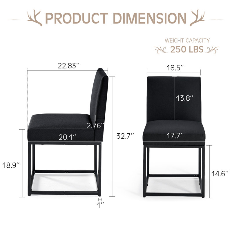 Chaise de salle à manger rembourrée Beppina, Noir