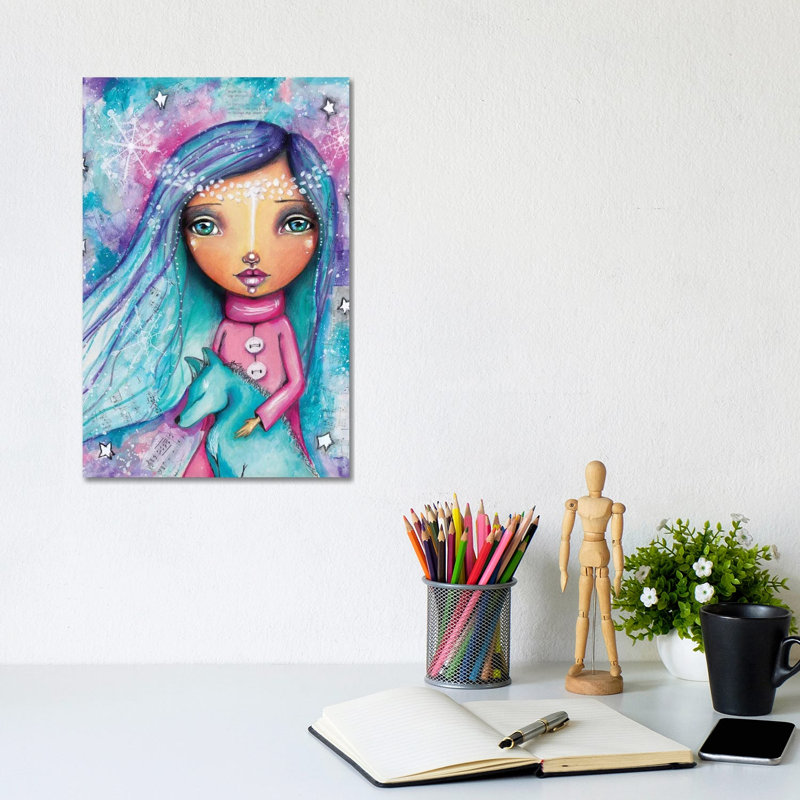 Snow Princess With Wolf by Tamara Laporte - Print on Canvas, Wrapped Canvas, 20.32 cm H x 30.48 cm W