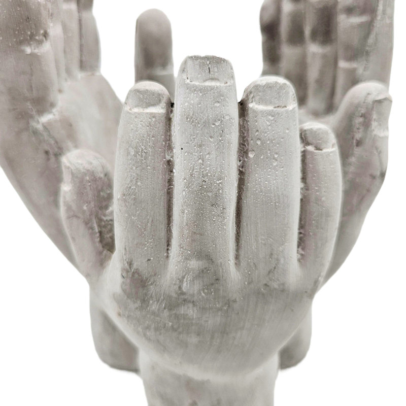 Set Of 2 6X6X9" Accepting Hands Accent Cement Hand Decor