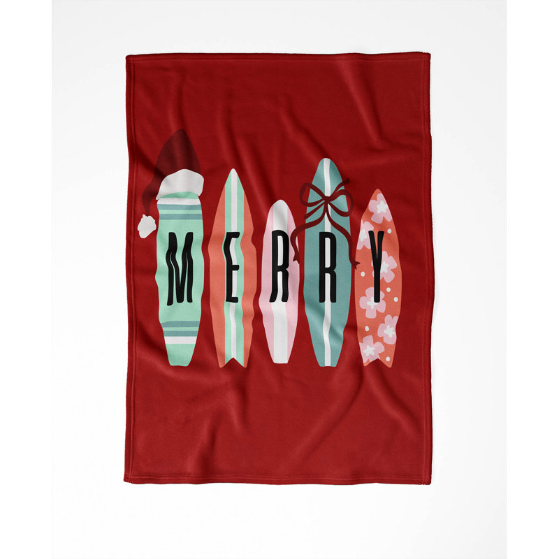 Jeté en velours Merry Surf Holiday, Rouge, L 60 po x l 50 po