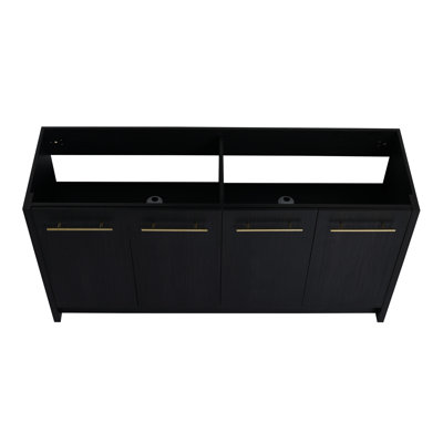 Ensemble de meuble-lavabo moderne 60 po, enveloppe en châtaignier noir, porte à fermeture en douceur, vaste espace de rangement à étudier, contreplaqué procurant solidement autoportant de 60 po, look, comprendre, appui