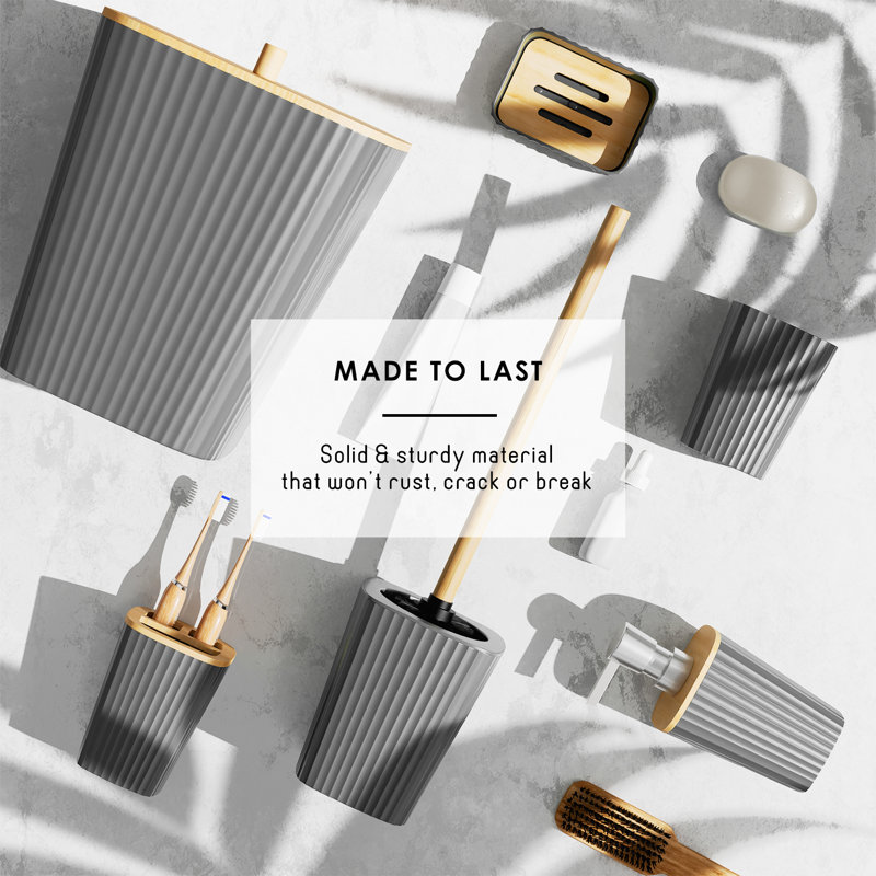 Gray Plastic and Fabric 20-Piece Bathroom Accessories Set