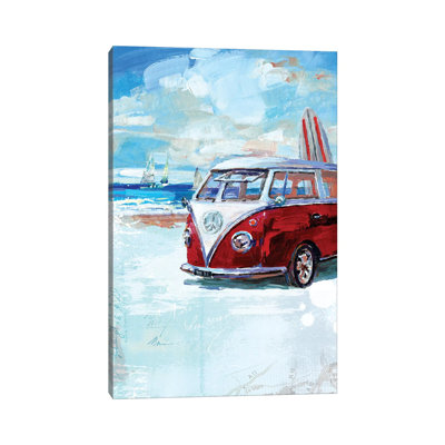 Red Camper Van by Harrison Ripley - Wrapped Canvas Painting