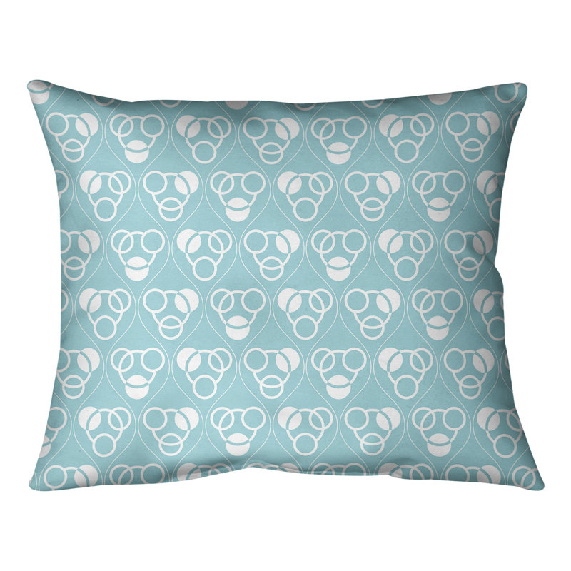 Coussin lombaire classique à motif de cercles Waves, H 10 po x l 14 po, Bleu sarcelle / blanc, Duvet / Plumes
