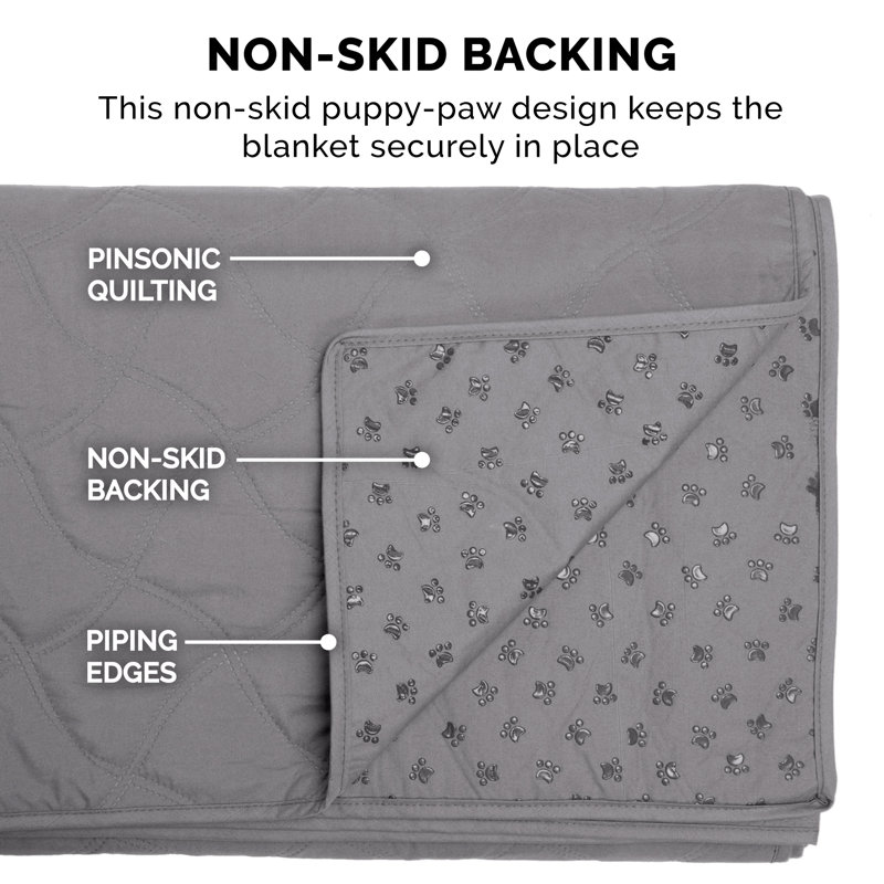Gray Quilted Twill Waterproof Large Bed Protector
