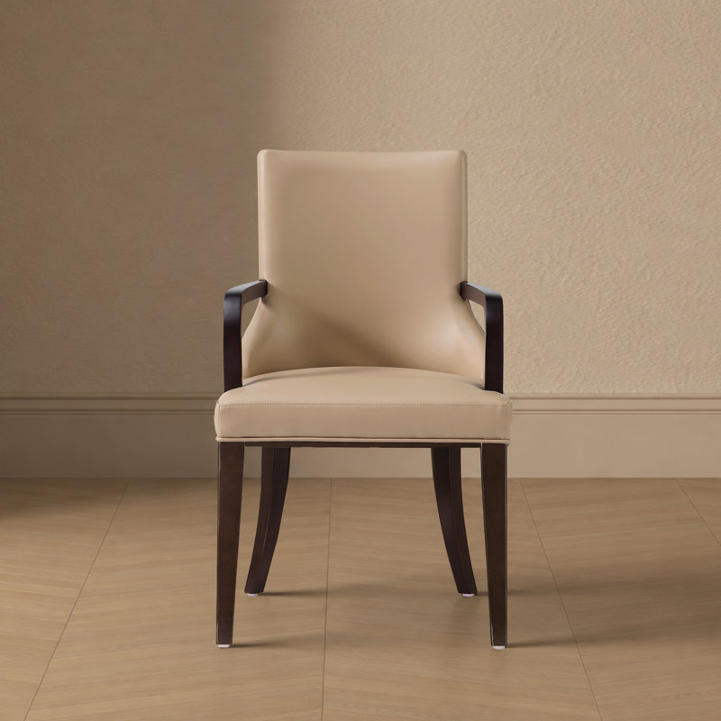 Chaise rembourrée en bois de hêtre et en cuir de hêtre Shubert, Ensemble de 1, Tanné