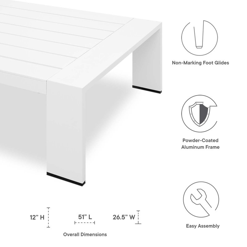Ensemble de 2 pièces de patio en aluminium thermolaqué Tahoe par Modway, Blanc, Blanc
