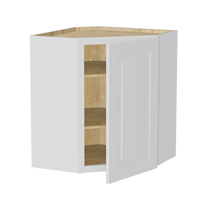 Gallery Express Ellison Plywood Assembled 20 in W X 12 in D X 30 in H Corner Diagonal Kitchen Cabinet Left in White