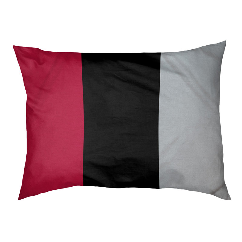 Coussin rectangulaire designer New York Bronx, Grand (L 40 po x l 50 po), Rouge / noir / argent
