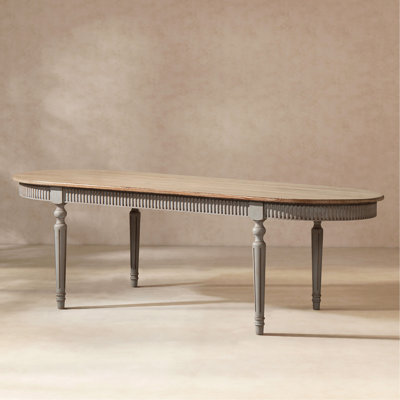 94" Reclaimed Wood Oval Dining Table, Antique Natural Brown & Antique Blue-Grey Reclaimed Pine Wood