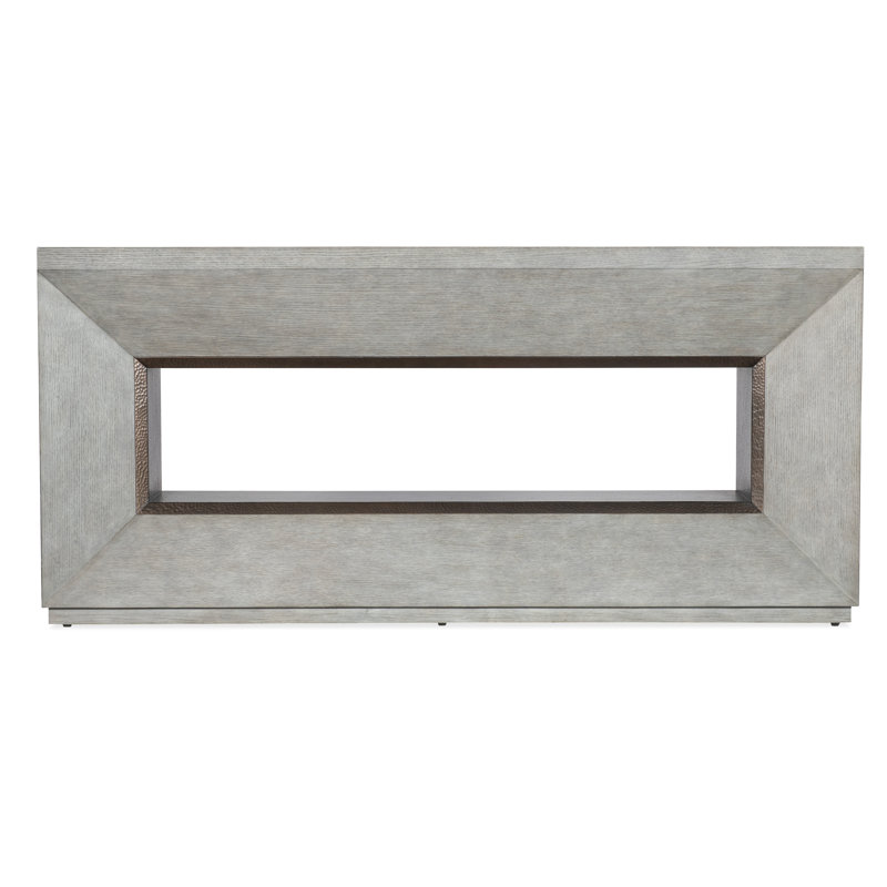 Gray Oak and Antique Brass Rustic Console with Storage