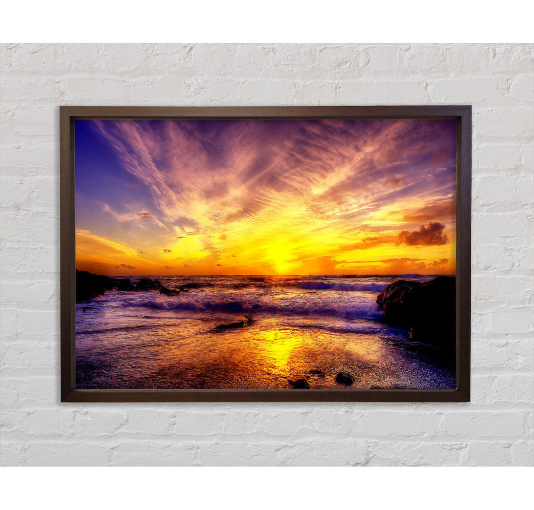 Paradise Beach With Blazing Skies - Einzelner Bilderrahmen Kunstdrucke auf Leinwand