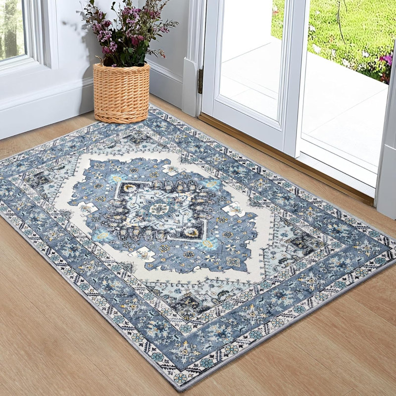 Tapis gris lavable à la machine Groner, Rectangulaire 2 pi x 3 pi