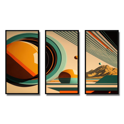 " Vintage Mid-century Graphics III " 3 - Pieces