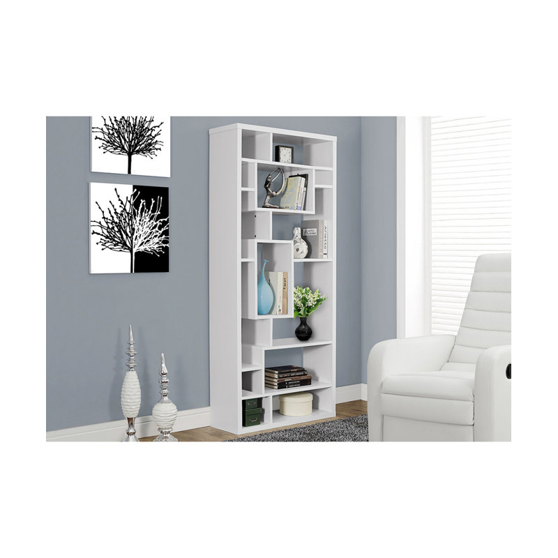 Bibliothèque, bibliothèque, étagère, H 72 po, bureau, stratifié de chambre à coucher, contemporain, moderne