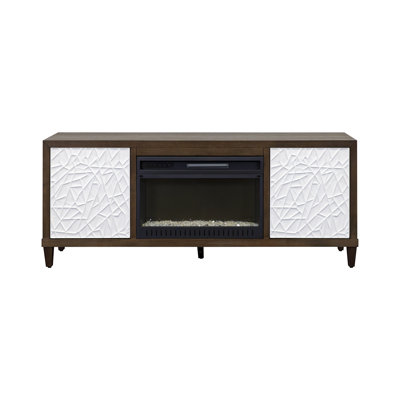 Console pour foyer en bois avec portes et meuble télé Michaella