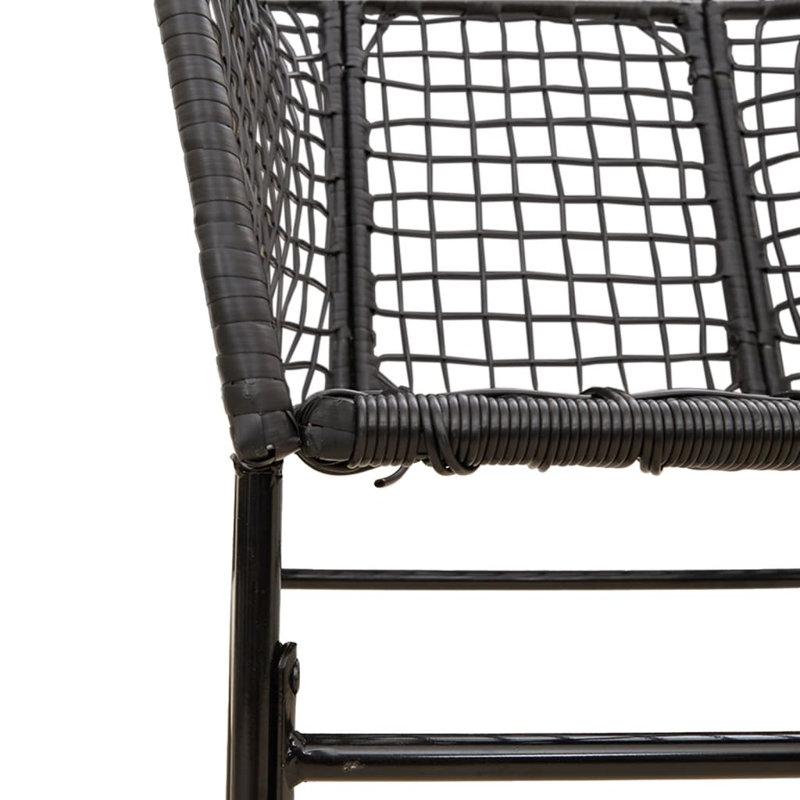 Chaises de patio 2 pièces en poly rotin, Noir, noir, noir, noir