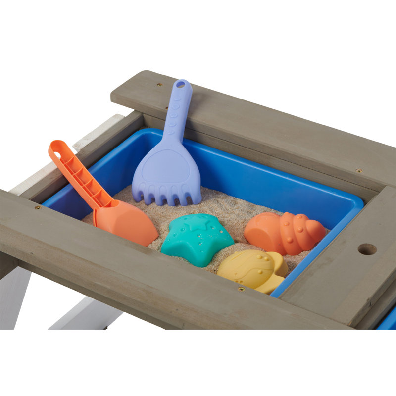 Table de pique-nique en bois pour enfants, table de sable et d'eau avec parasol, table d'activités pour jouer sur le patio extérieur