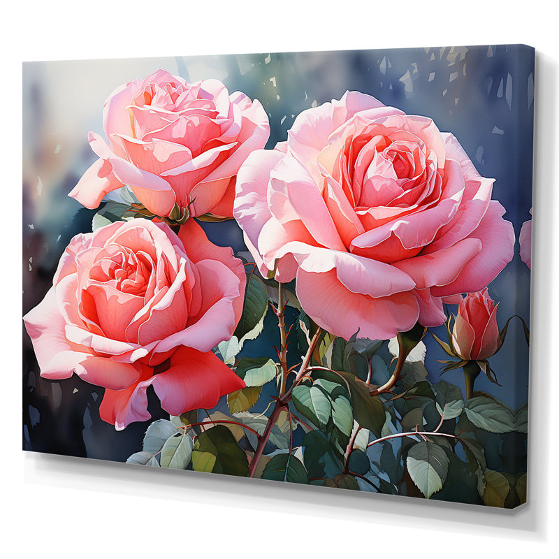 Minimalisme, roses roses, rêve I sur toile, Toile tendue, H 24 po x l 32 po x P 1 po