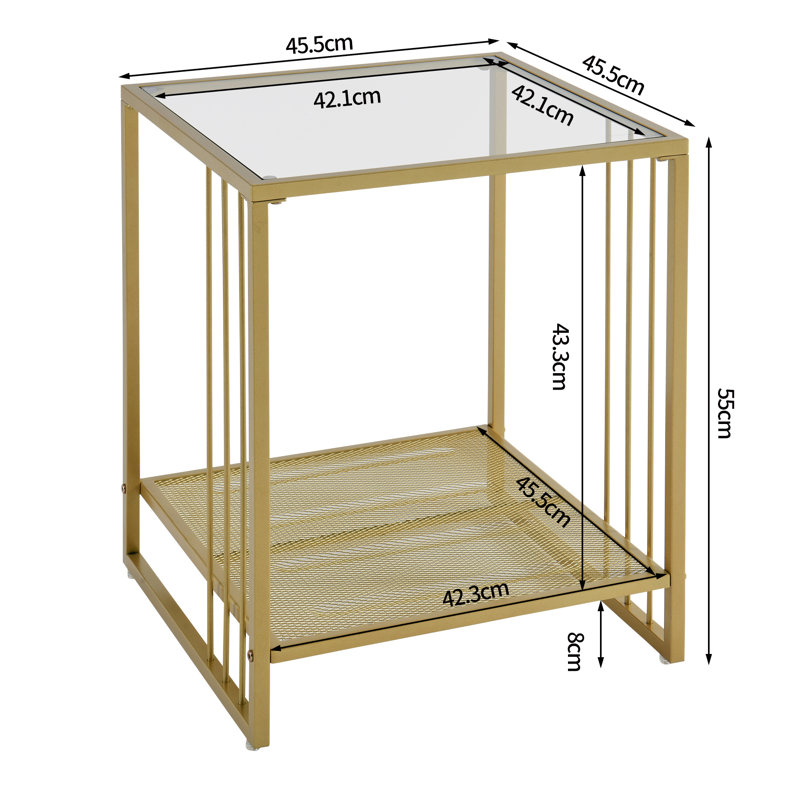 Darleen Glass Top Frame End Table