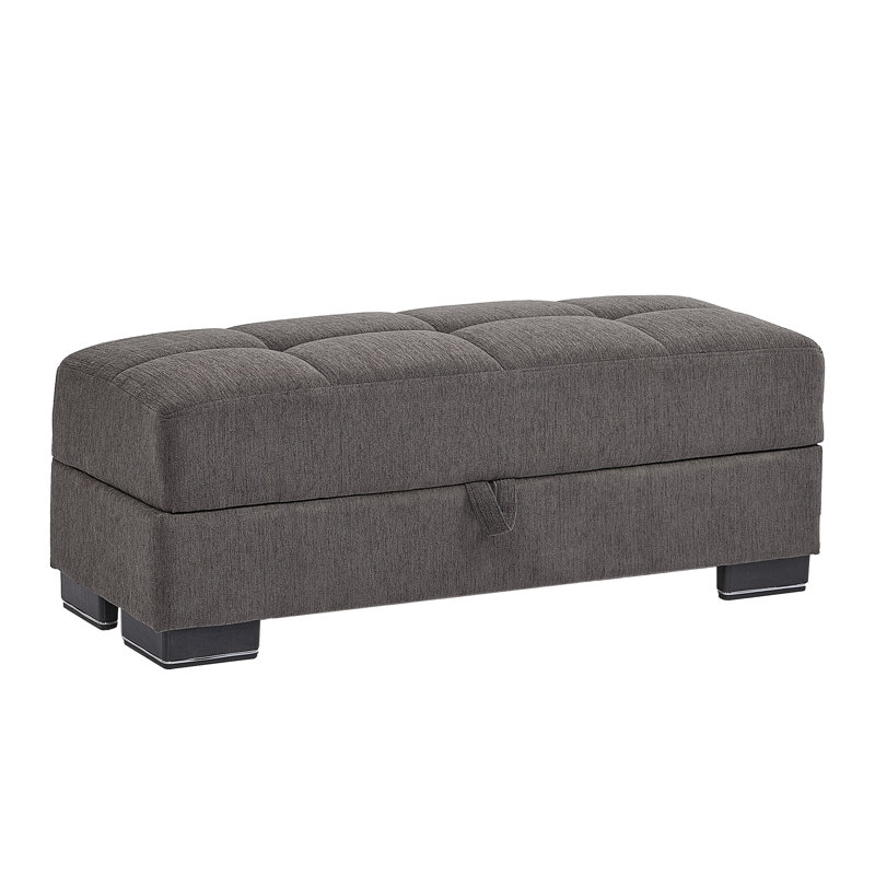 Legacy Fabric Upholstered Ottoman with Storage, Gray Chenille