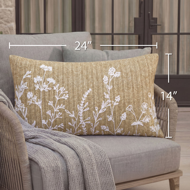 Hunter Rectangular Outdoor Pillows, Floral, Natural