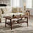 Foldable Rubber Wood Coffee Table With Removable Lower Shelf