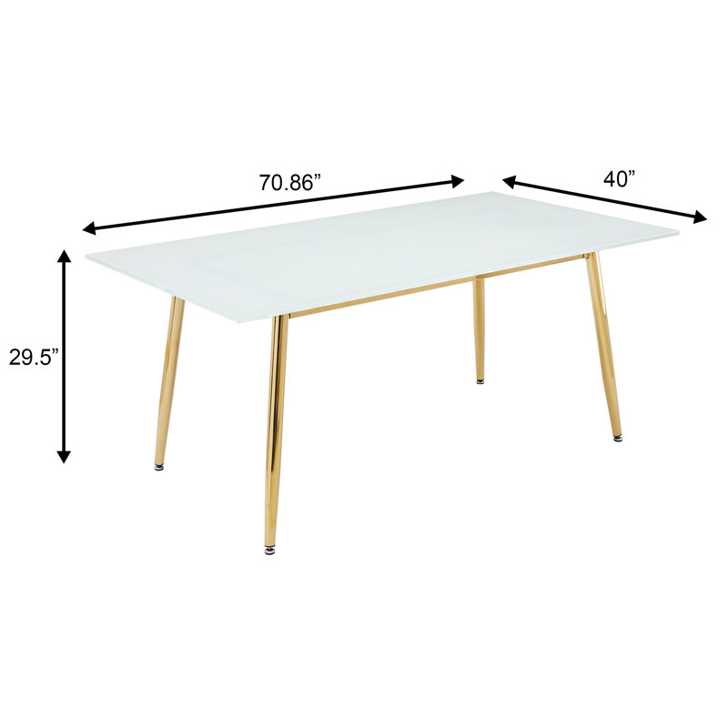 Kyley Rectangular, 29.5"H x 70.86"L x 40"W, White Glass
