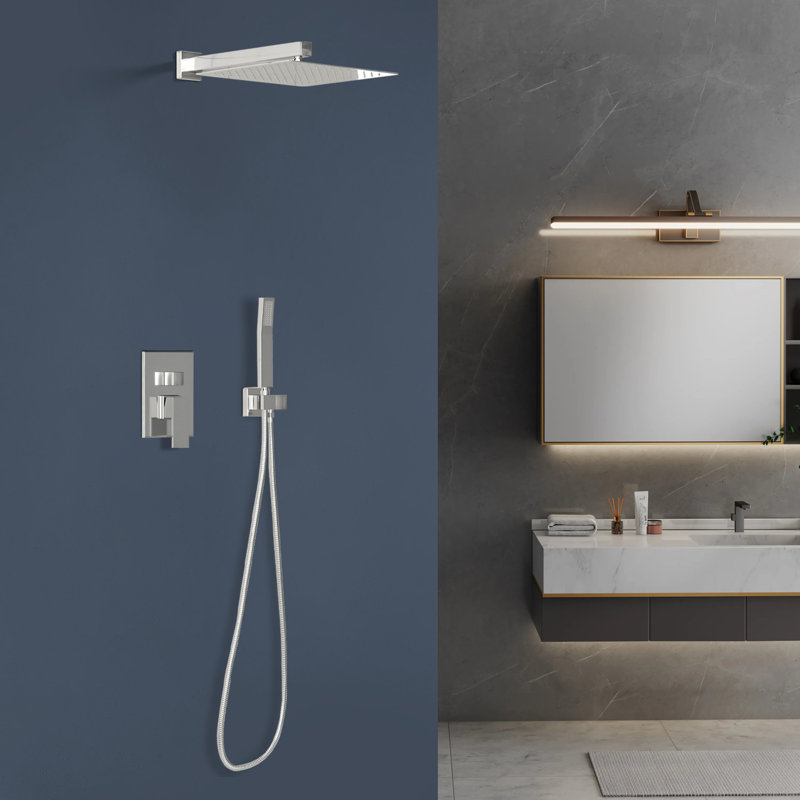 Système de douche carré mural de 10 pouces avec valve brute Topcraft