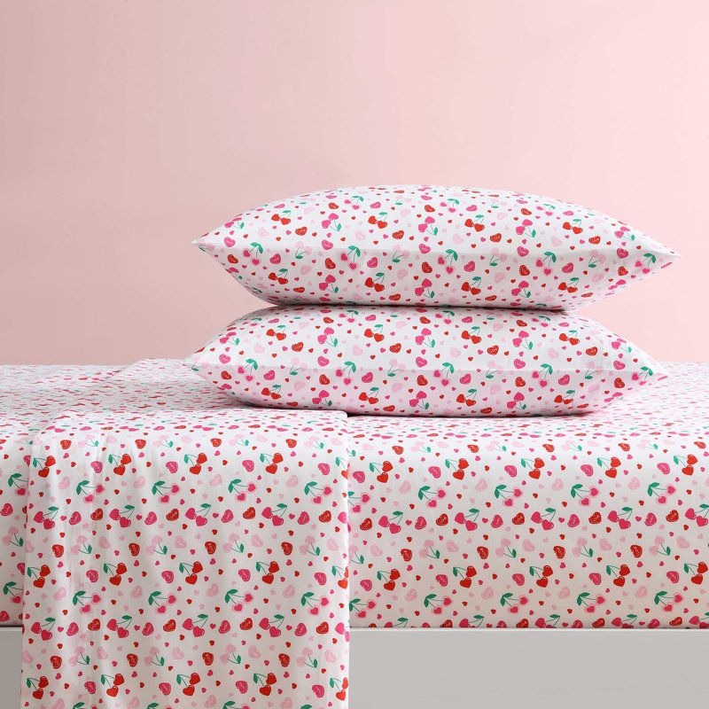 Sweet Tart Cherries Pink Twin XL Microfiber Bedding Set