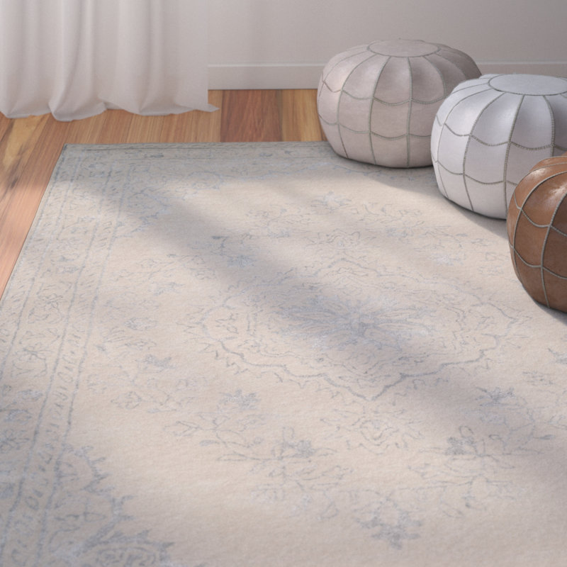 Jonathan Hand Tufted Viscose/Wool Oriental Rug in Gray, Rectangle 8' x 11'