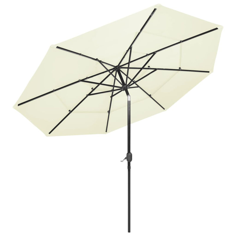  Parasol rond en aluminium thermolaqué inclinable, H 95,7 po x l 118,1 po x P 118,1 po, Beige