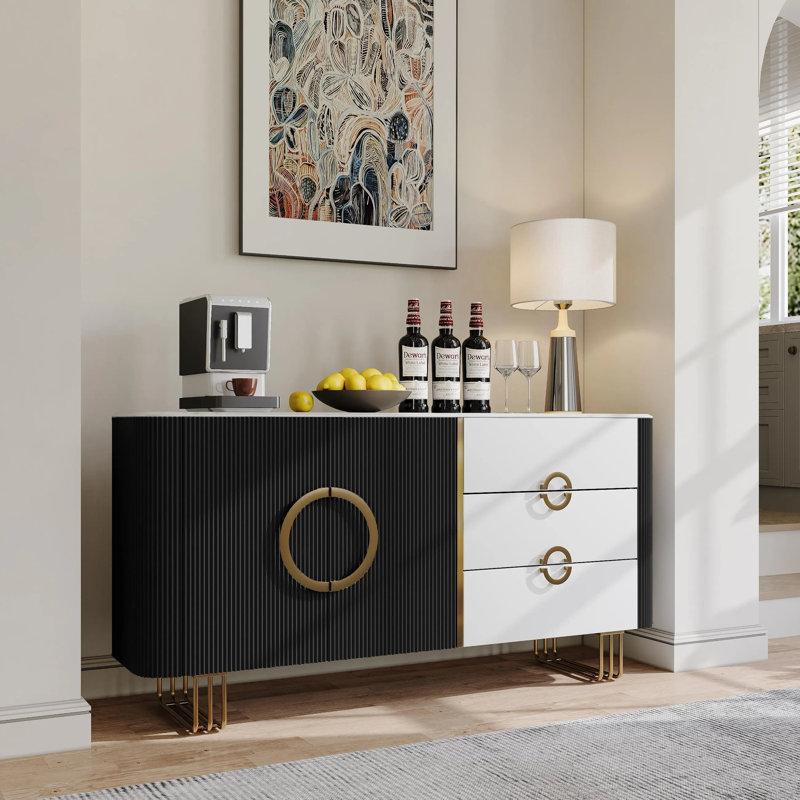 Buffet avec crédence 62 po Modern Luxury Luxury, Gris