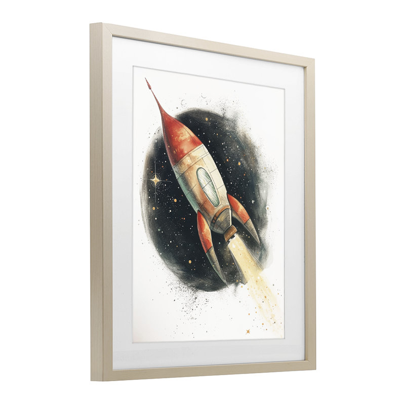 «Journey To Space Rocket», reproduction sous verre encadrée, design par Ray Powers, H 21 po x l 17 po