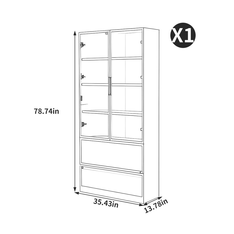 Italian style dustproof display bookcase
