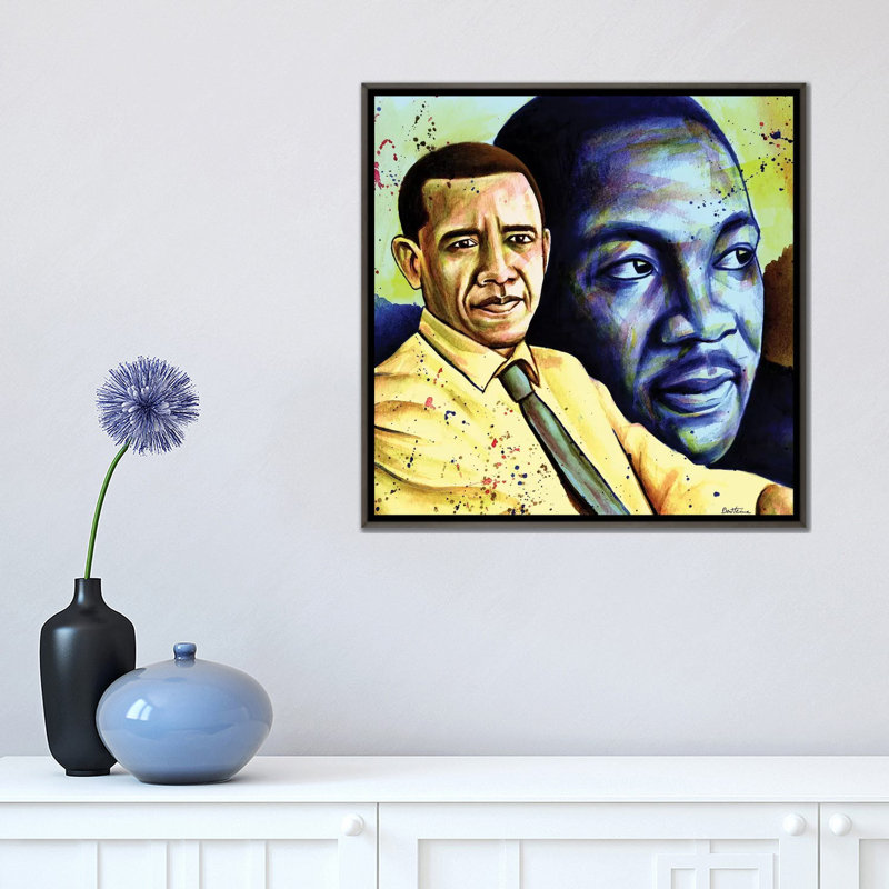 «Obama and L. King» par Ben Heine - impression d'art graphique, Pas de tapis, H 18 po x l 18 po x 1,5 po
