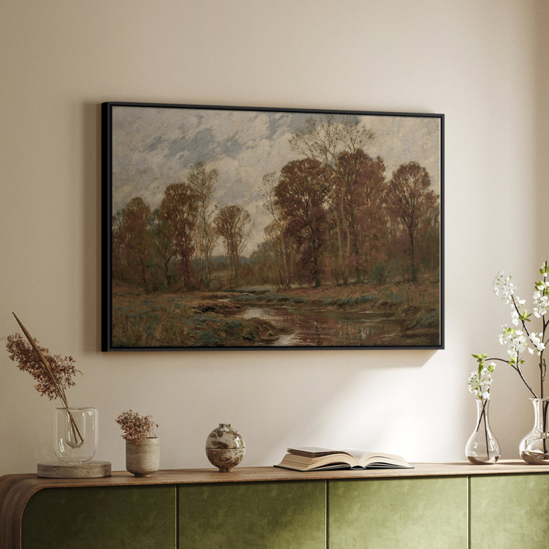 «Vintage Landscape-DCX» sur toile, Cadre flottant noir, H 17 po x l 25 po x P 2 po