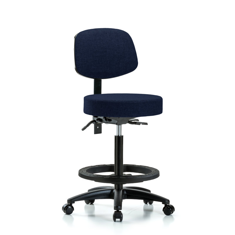 Tabouret de laboratoire à hauteur ajustable Sylvie, Roulettes, Bleu marine