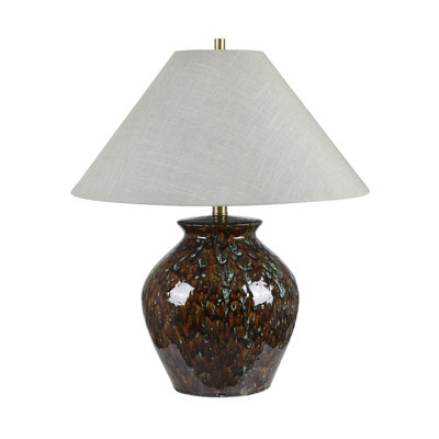 23.25" Ceramic Table Lamp With Gray Shade