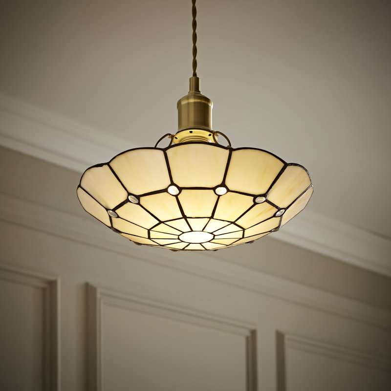 7cm H Glass Bowl Pendant Shade ( Screw On ), Beige
